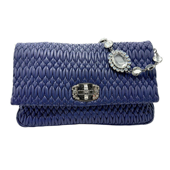 MIU MIU Navy Leather Shoulder Bag - Picture 1 of 5
